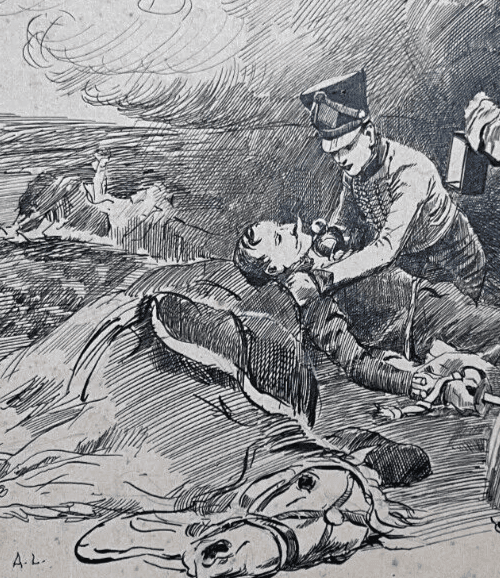 Antique Drawing 19th century Original War Military Scene, Death image 5