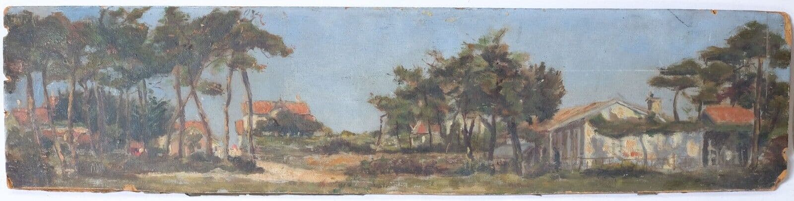 Painting South of France Landscape Houses and Trees image 1