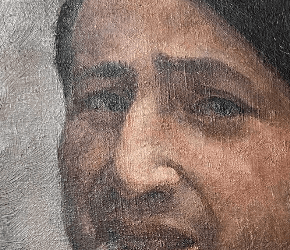 Antique Oil Painting Original Man, Portrait, Smocking, Spanish, Hat image 3