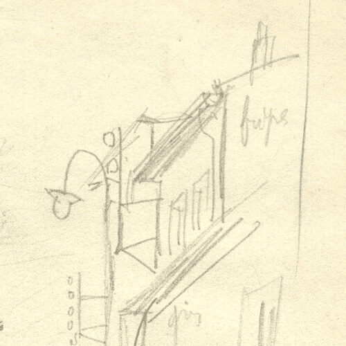 Vintage Pencil Original Drawing Cityview and Figures Sketch c. 1910 image 4