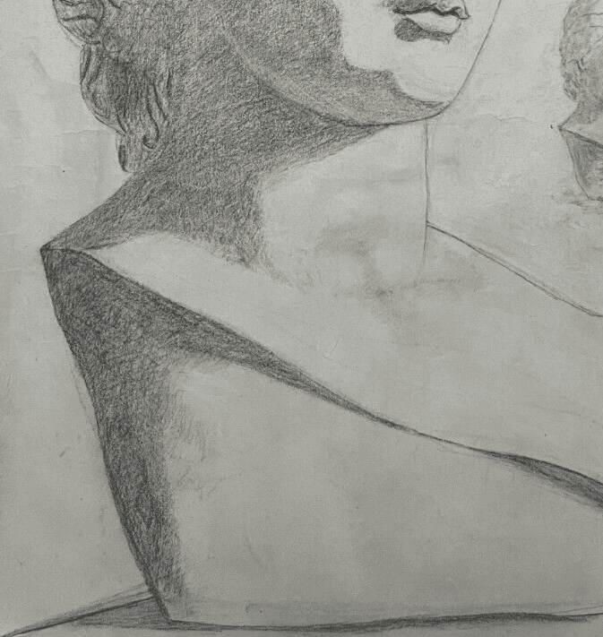 Antique Original Drawing Woman, Portrait, Sculpture, Greek image 4