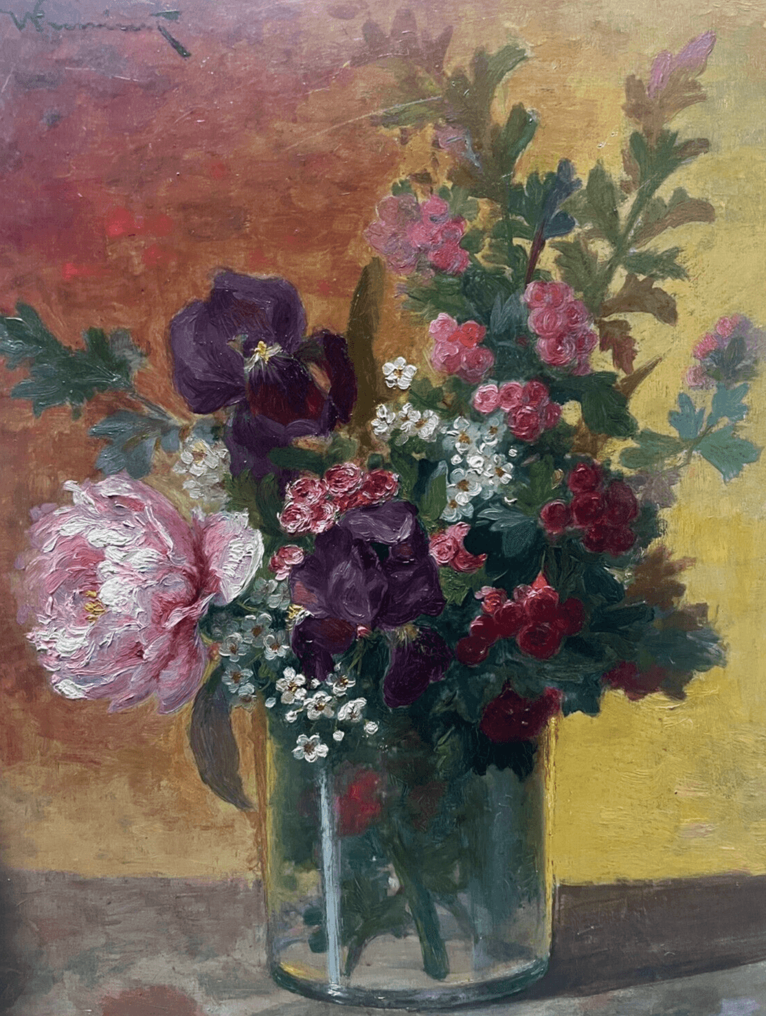 Antique Original Painting Still Life, Flowers, Roses Jean VIMENET (1914-1999) image 1