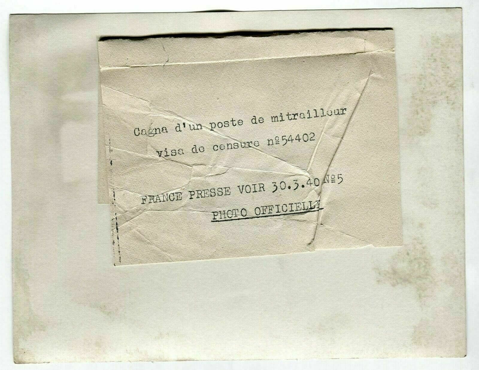 Vintage Photography FRANCE PRESSE Cagna of a Machine Gunner Post WWII 1940 image 4