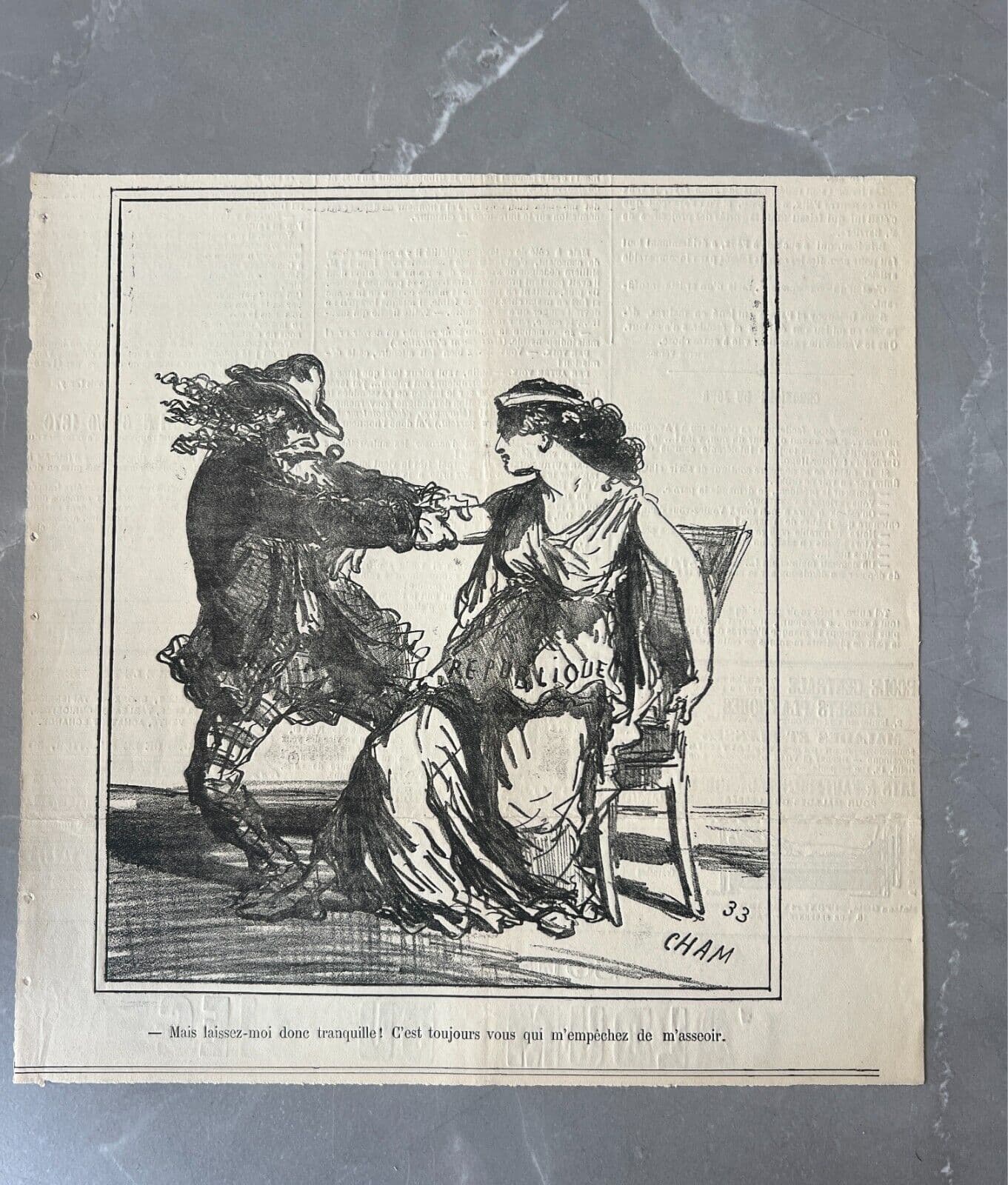 Antique Print 19th century Cham, Laisse moi tranquille, Apres le Siege 1833 image 7