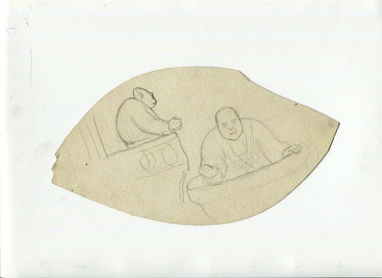 Antique Pencil Drawing Original 19th century Religion and Priest image 2