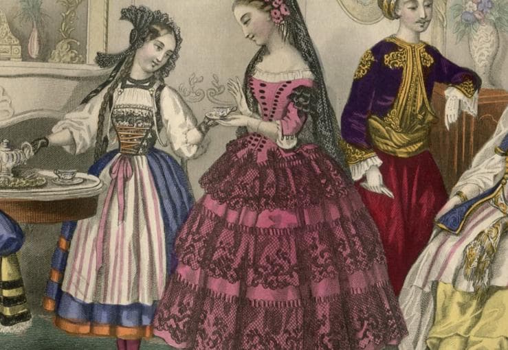 Antique Fashion Illustration - "Musée des Familles" Family Gathering with image 6