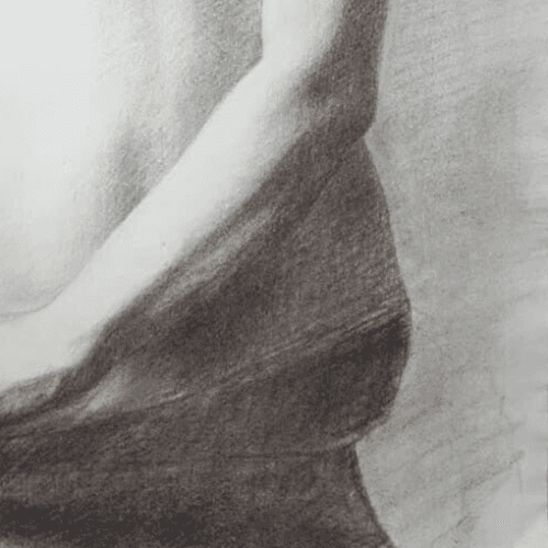 Antique Drawing Charcoal Nude Woman Portrait signed image 7