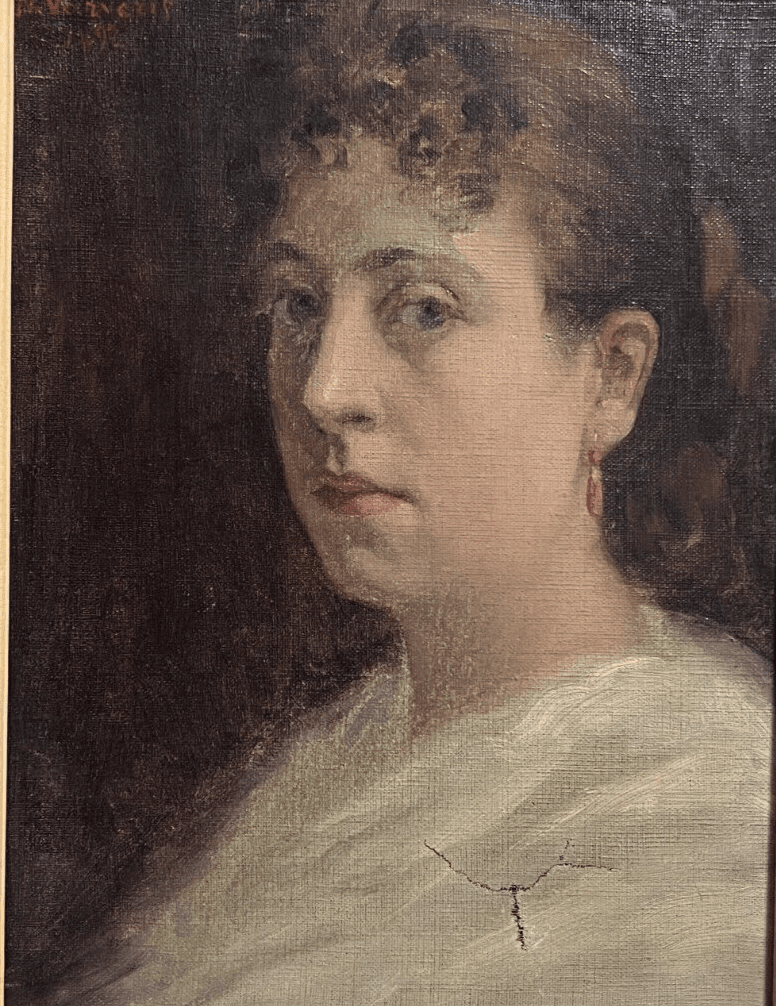 Antique Original Painting signed Nestor VARVERIS (1867-1954) Woman Portrait