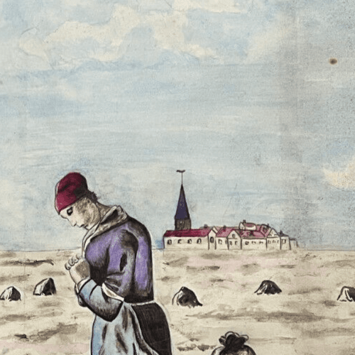 Antique Original Drawing People, Landscape, Working Life, Farmers, Portrait image 3