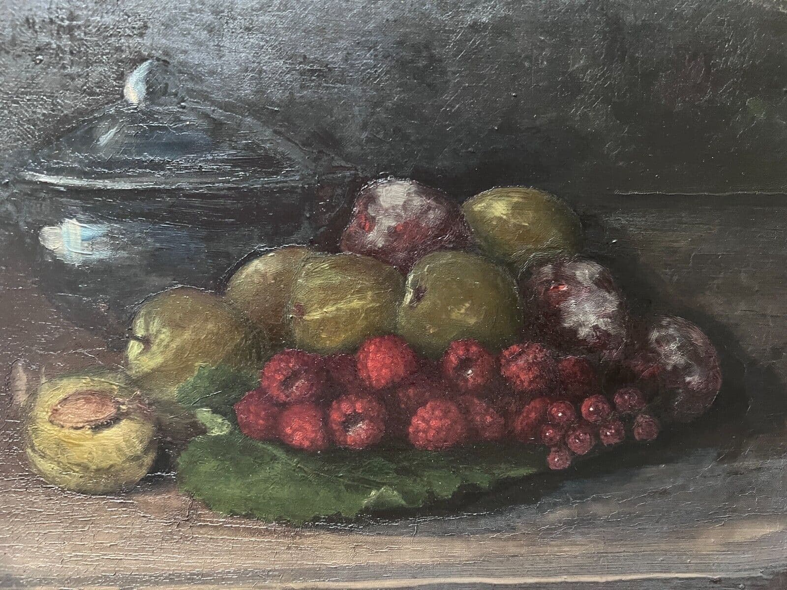 Painting Still Life Fruits Apples and Raspberries image 2