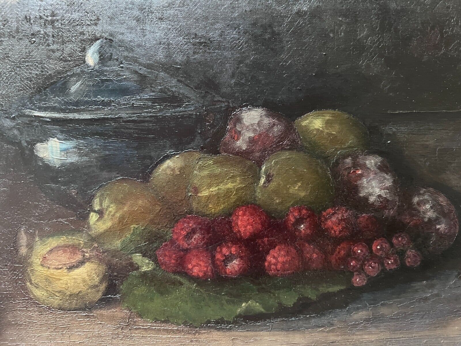 Painting Still Life Fruits Apples and Raspberries image 1