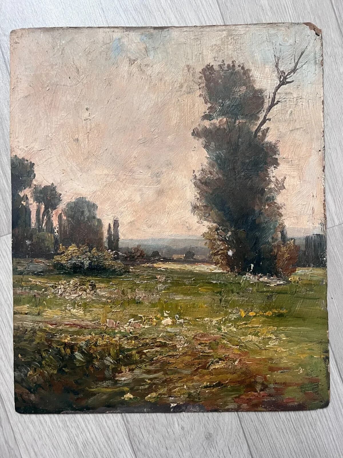Antique Oil Painting Signed Forest, Trees, Landscape image 5