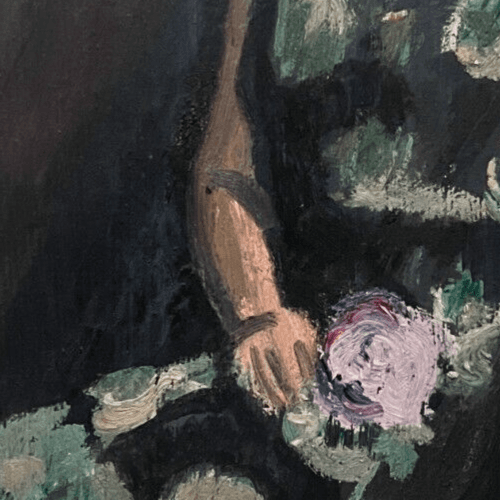 Antique Painting Original Modern Woman, Portrait, Floral image 3