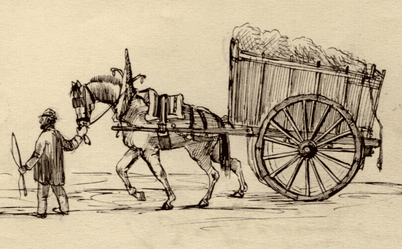 Antique Drawing Original People with Plow, Working Life, People, Horse image 3