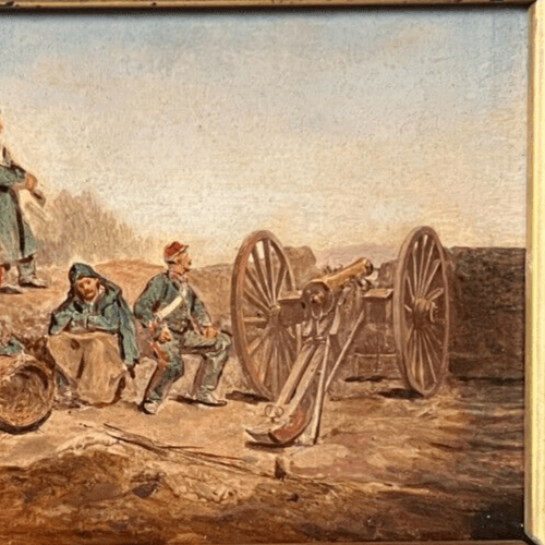 Antique Original Painting Hippolyte BELLANGÉ (1800-1866) Military Men War Framed image 3