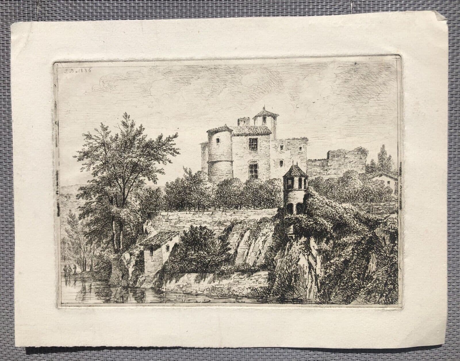 Antique Etching Original Landscape, Castle, Trees Jean-Jacques DE BOISSIEU 1836 image 7