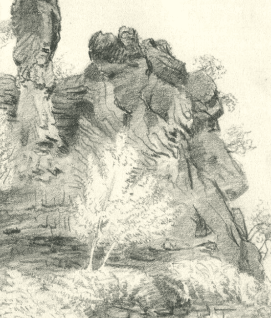 Antique Original Drawing Sketch, Rocks near the Pont de Salineres near Anderze? image 3