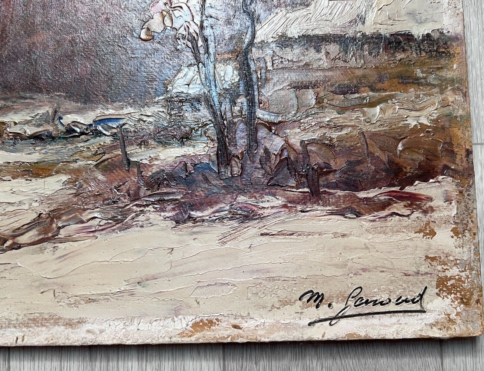 Painting Landscape by Marin GENOUD (1893-1966) Winter Landscape