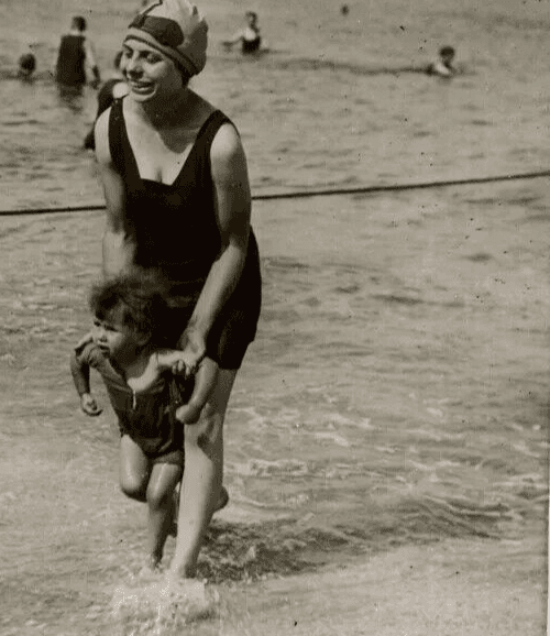 Vintage Photography Original Mother and Son at the Beach image 6