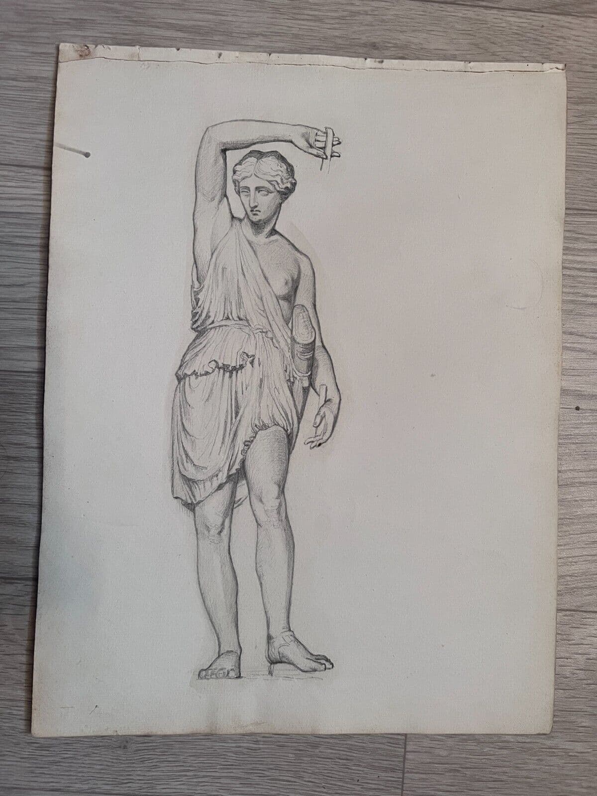 Antique Original Drawing 19th century Antique People Portraits image 6