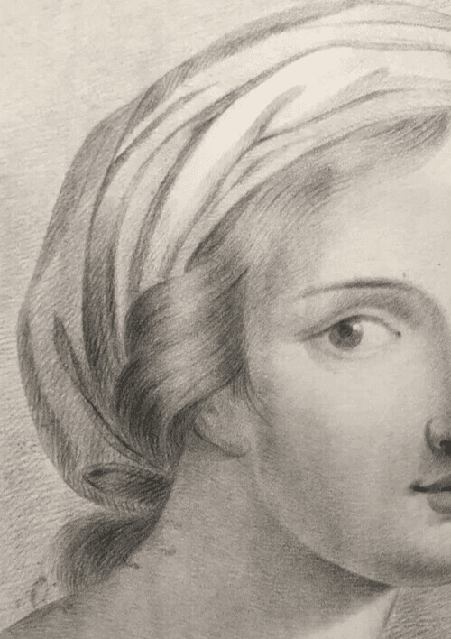 Original Antique Pencil 19th century Drawing Woman Portrait image 4