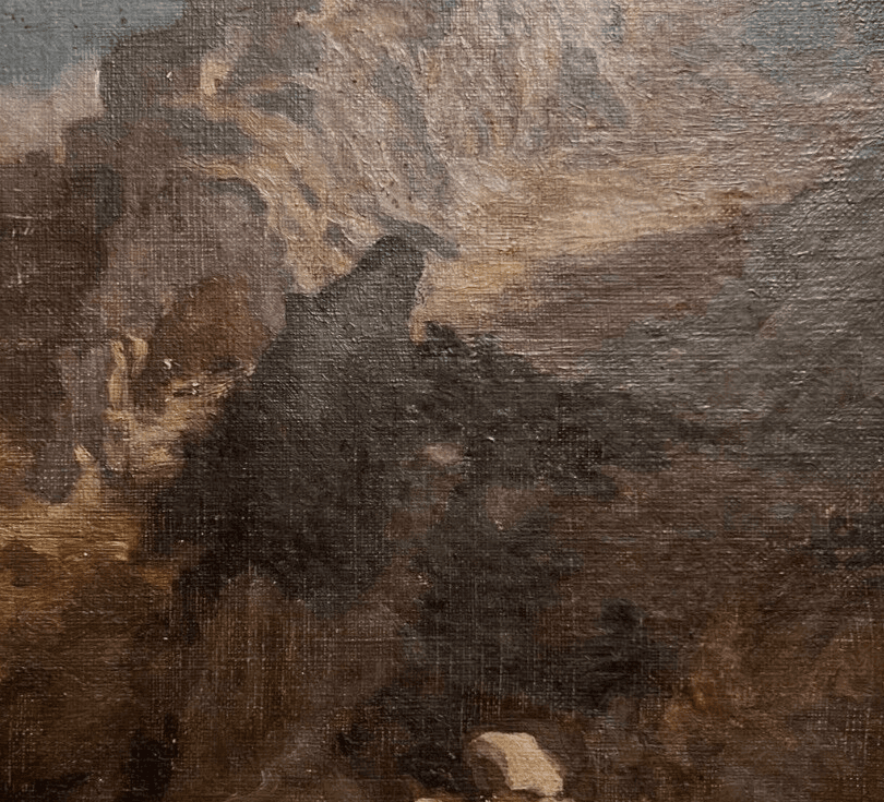 Antique Painting Original 19th century Religious, Women, Mountain, Landscape image 5