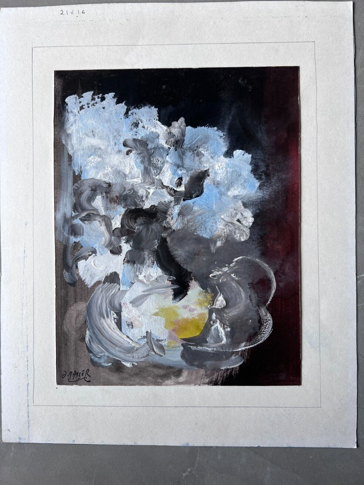 Antique Original Drawing Jean MAHLER Abstraction, Flowers, Bouquet image 4