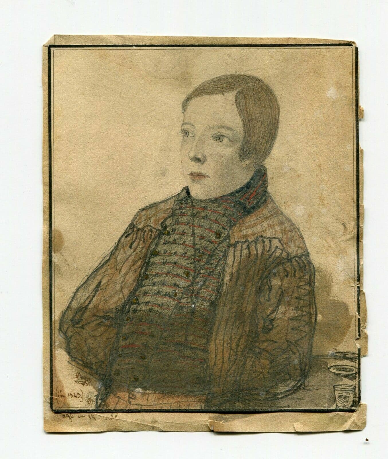 Drawing by Ernst BAYER (XIX-XX) Man Portrait 1843 image 2