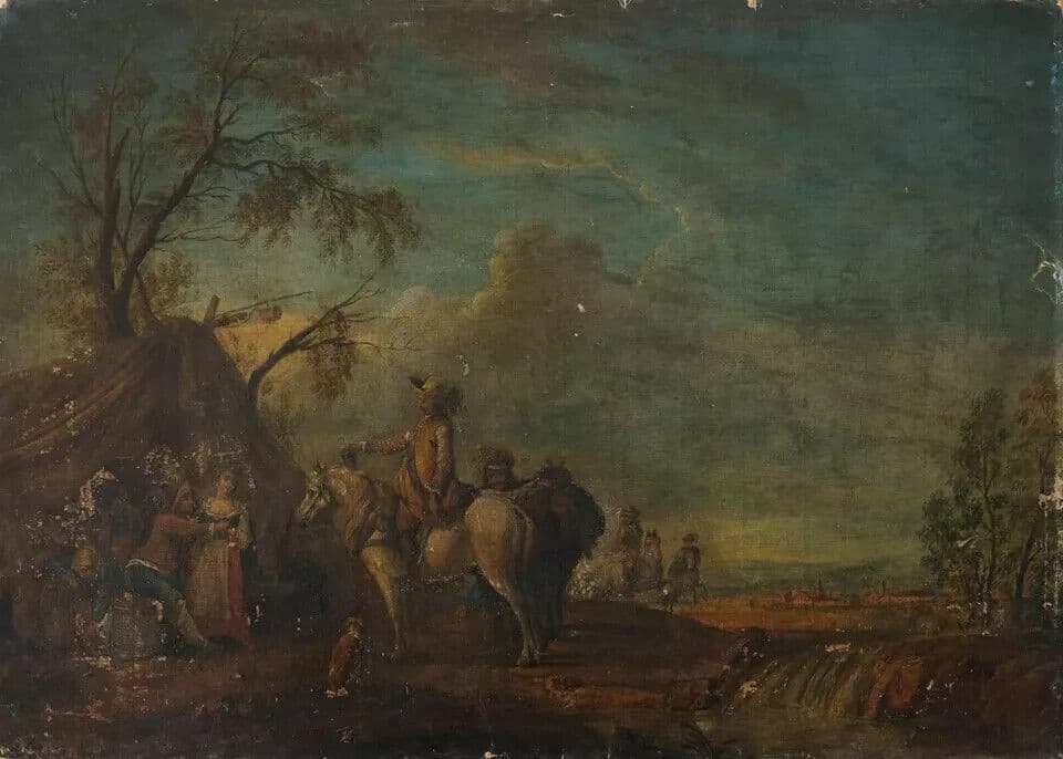 Antique Oil Painting Original around Charles PARROCEL c 1800 Artwork image 1