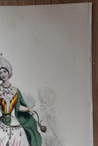 Antique Fashion Engraving - "Tulipe" Exotic Costume Print - 19th Century French image 10