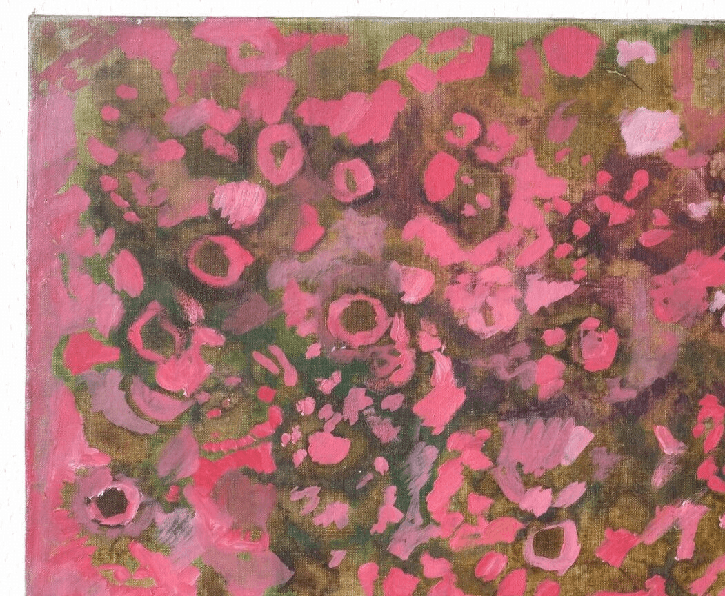 Antique Original Painting Pink Abstraction 1973 Organismes Microscopique image 3