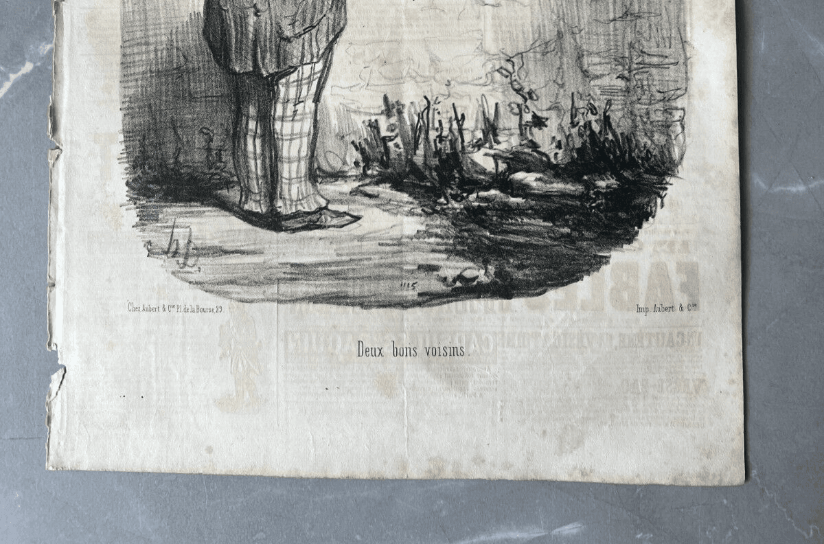 Antique Print 19th century Daumier, Locataires et Proprietaires, Deux Voisins image 4