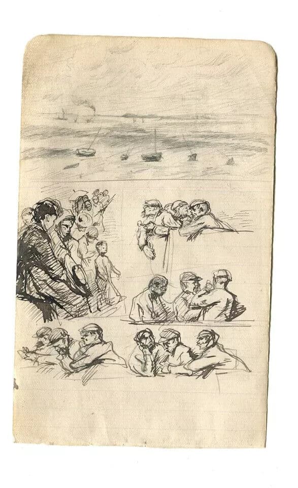 Vintage Ink Original Drawing Men Figures Impressionism Sketches image 6