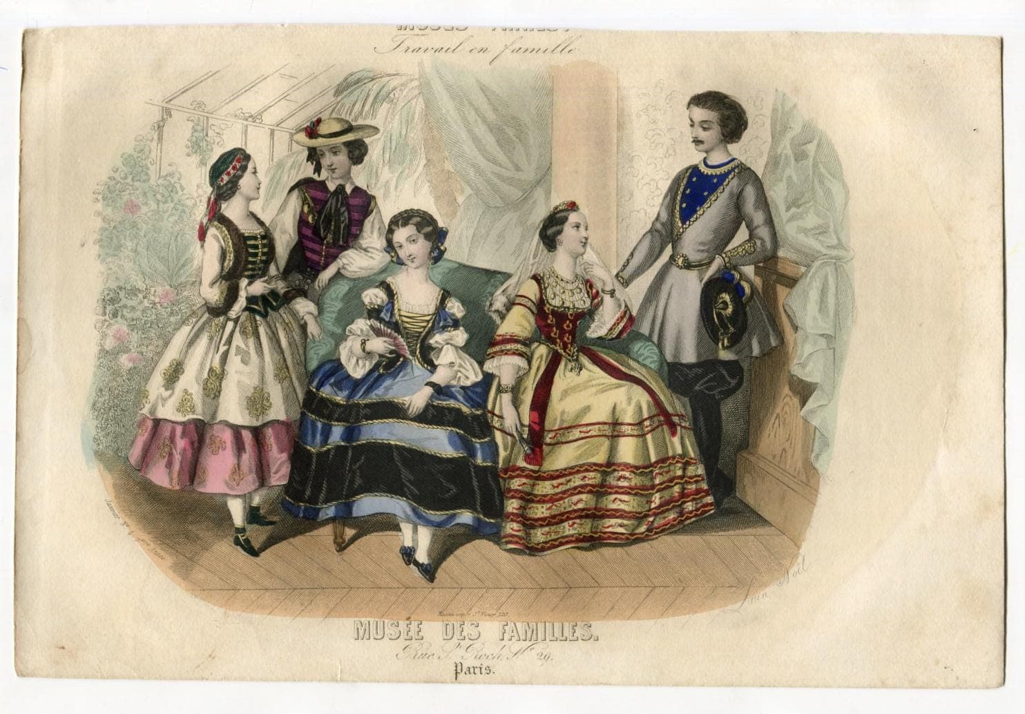 19th-Century French Fashion Illustration - Musée des Familles, model antique image 5