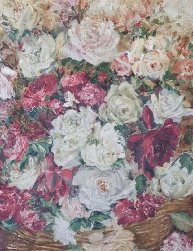 Antique Original Painting Still Life, Flowers, Floral, Roses 19th century image 2