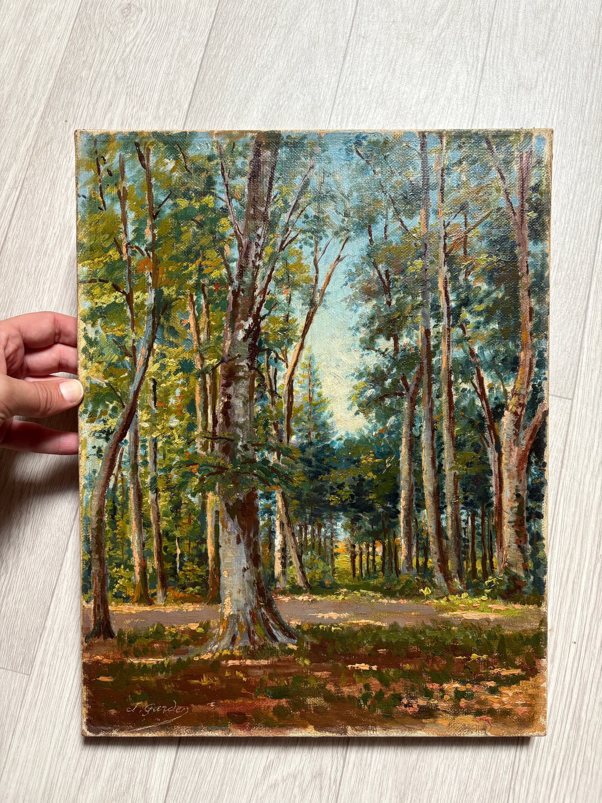 Antique Original Painting Landscape, Forest, Trees signed image 4