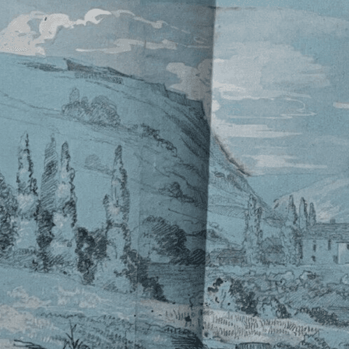 Antique Drawing Original signed Beaune Landscape, Auxey 19th Century image 5