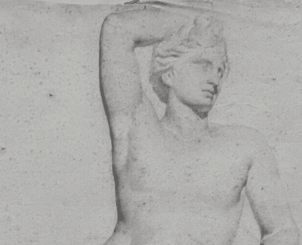 Antique Drawing Original Charcoal Portrait Nude Man Sculpture 19th century image 2