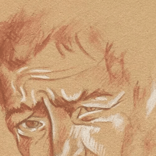 Vintage Original Young Handsome Gift Red Pencil Drawing Man Portrait, Figure image 4