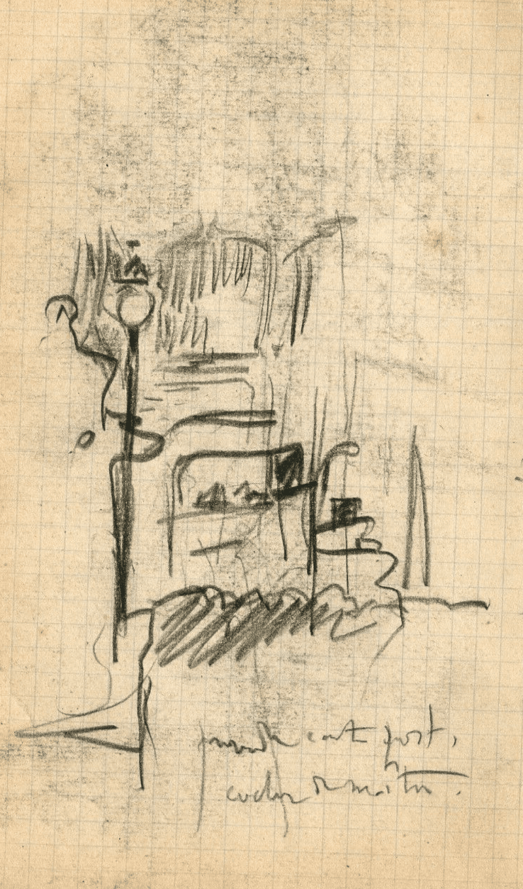 Antique Pencil Old Drawing Original City and Lighting