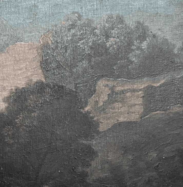 Antique Original Painting Landscape, People, Trees, Forest 19th century image 5
