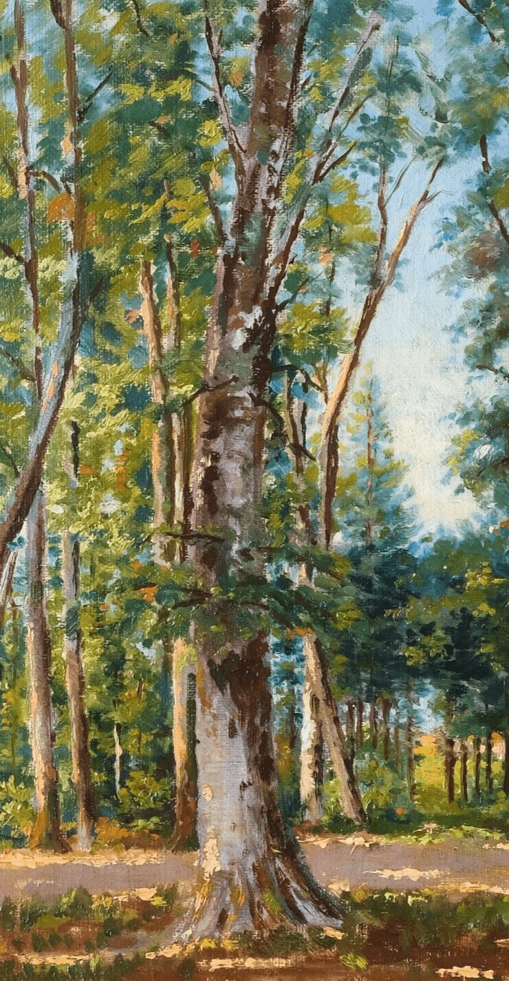 Antique Original Painting Landscape, Forest, Trees signed image 3