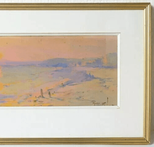 Vintage Drawing signed Marius ROBERT (1885-1966) Sunset Landscape by the Sea image 5