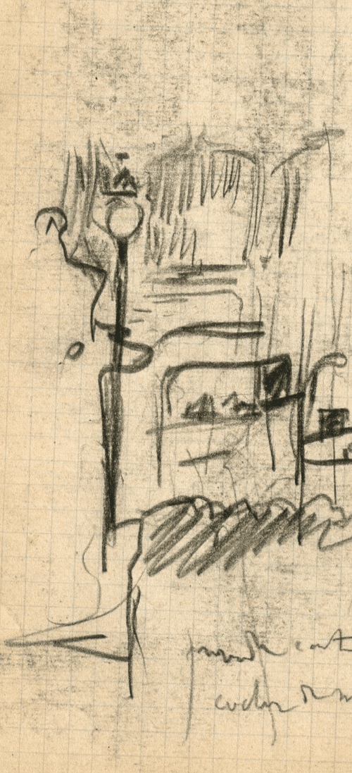 Antique Pencil Old Drawing Original City and Lighting image 3