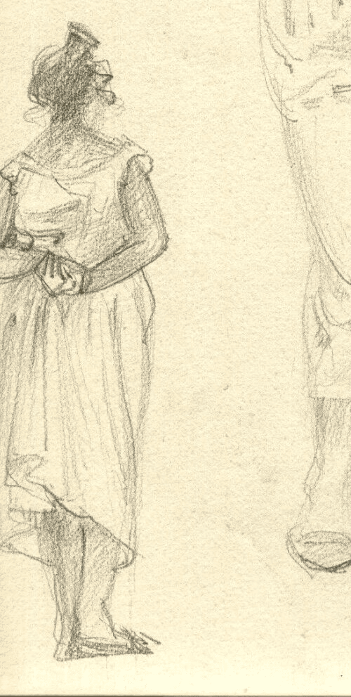 Vintage Pencil Original Drawing Woman Figures, Portrait image 2
