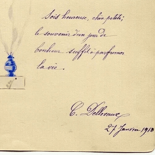 Antique Document Letter by Jules Brunard (1837-1910) Poem image 3