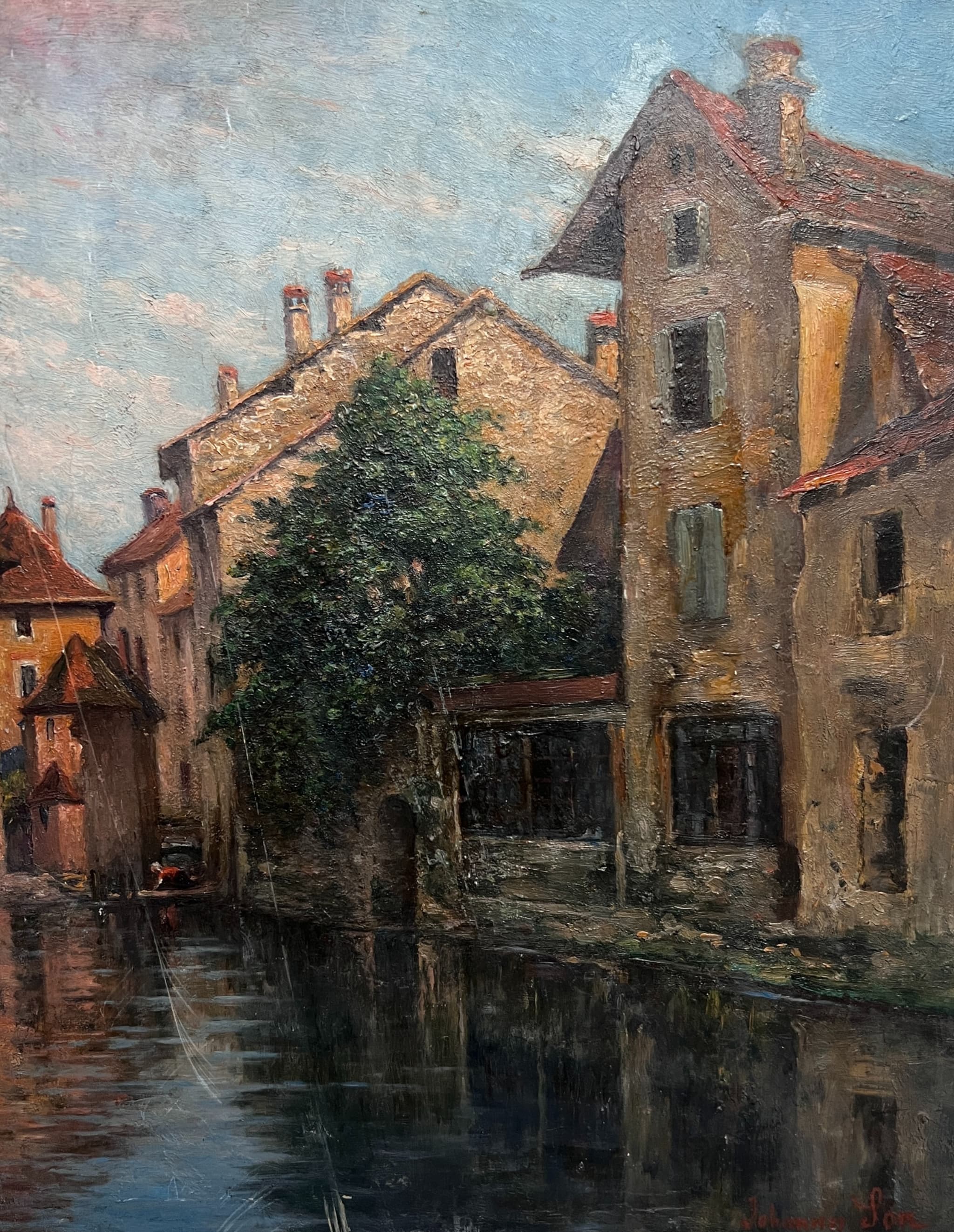 Painting by Johannès SON (1859-1942) Cityview Landscape image 1