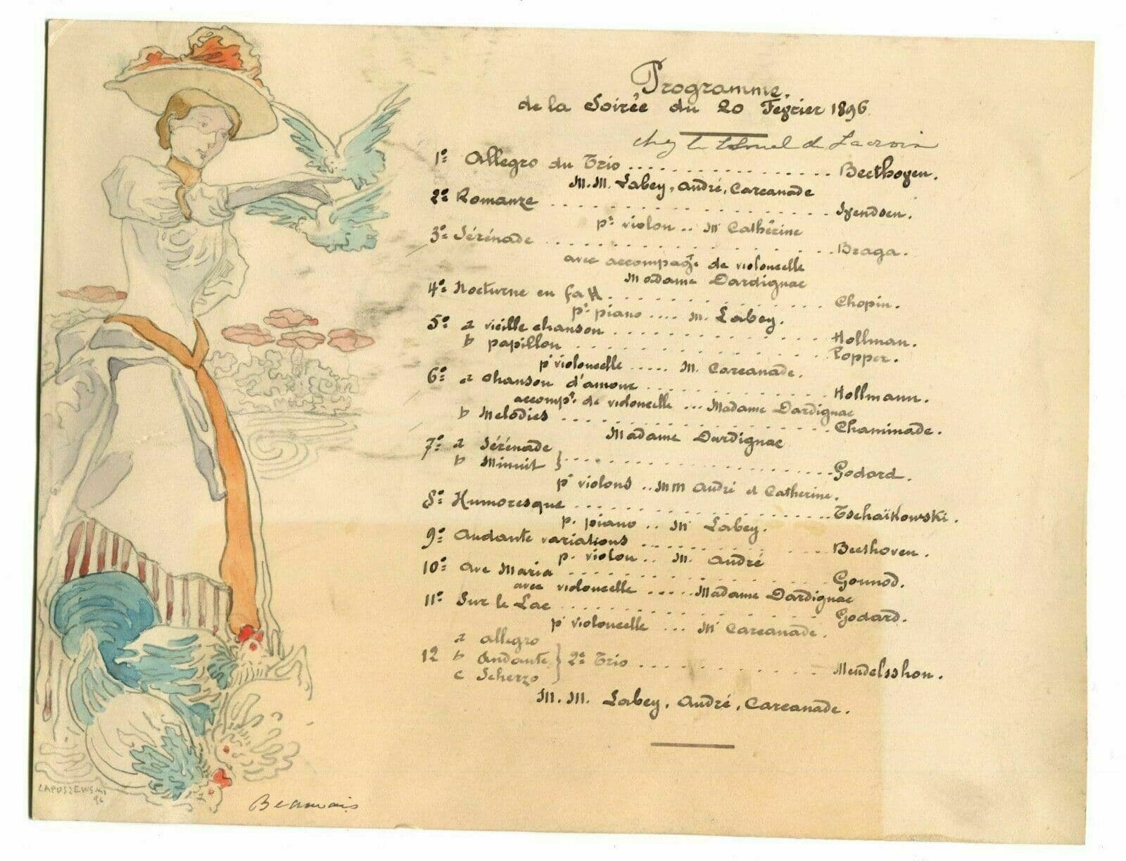 André LAPUSZEWSKI (1874-1933) / J. STALL 1896 Drawing Woman image 4