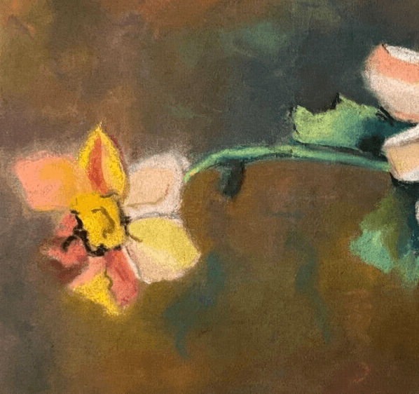 Antique Drawing Pastel Original Flowers, Floral, Plants, Roses Floral image 2