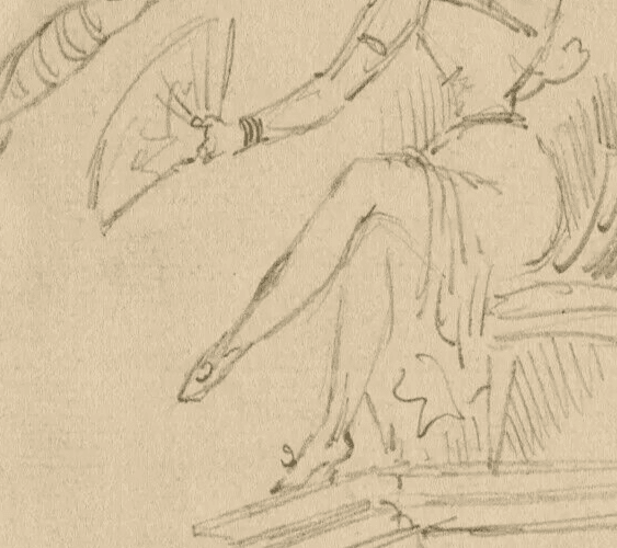 Antique Drawing Pencil Original Women, Angels, Music, Sketch image 4